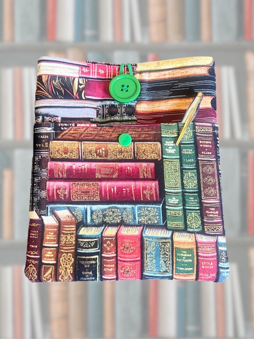 NWOT Kindle Oasis Sleeve, Front Snap Pocket: Handmade eReader Button Pouch